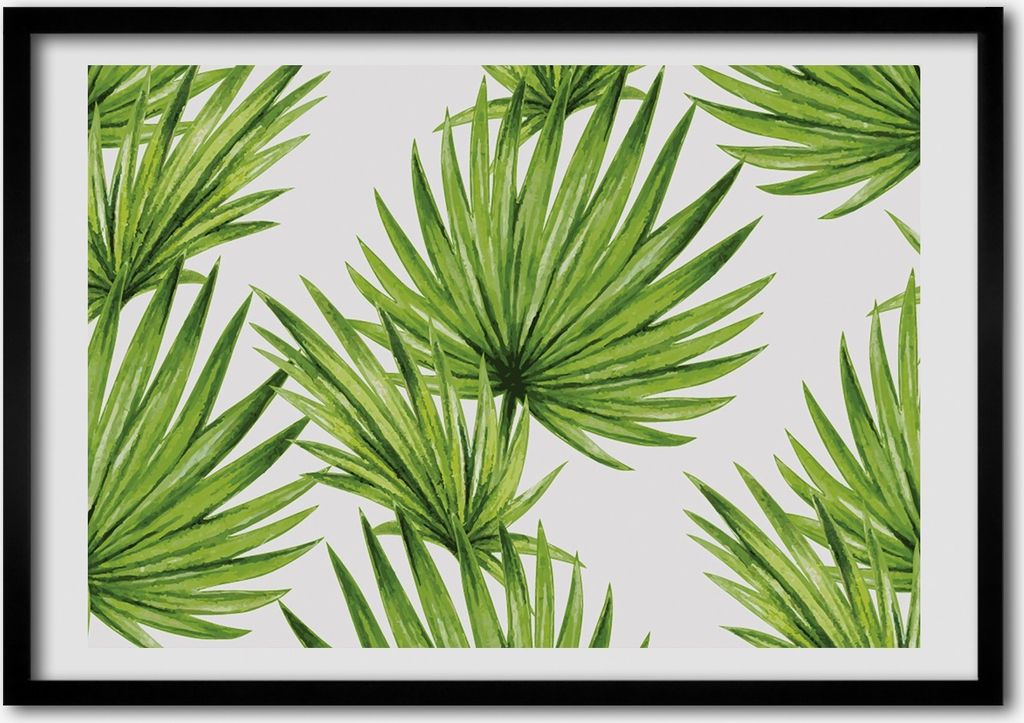 Bild - Bilder - Bilderrahmen - 70 cm x 50 cm - MDF-Rahmen, Wandkunst tropische Blätter