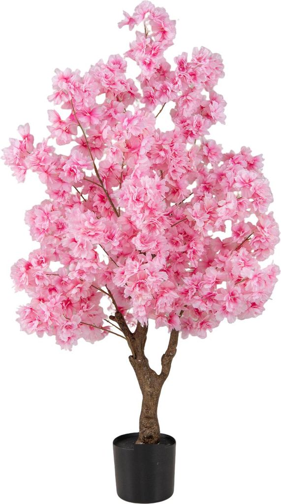 COSTWAY Künstliche Kunstpflanze Kirschblütenbaum 120 cm, Kunstbaum mit Blüten in Rosa, Blumenbaum im Topf, Blütenbaum Kirschbaum Sakura, Pink