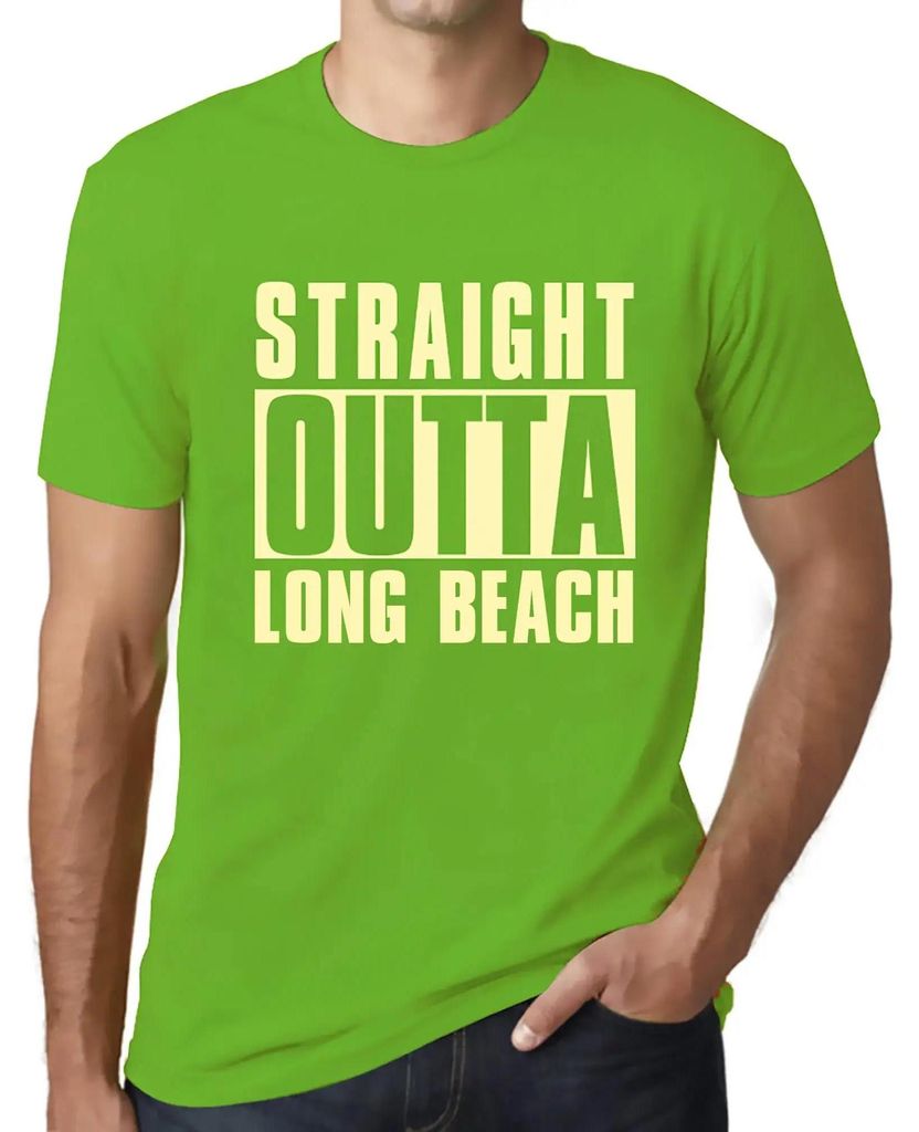 Herren Grafik T-Shirt Straight Outta Long Beach Öko-Verantwortlich Vintage Jahrgang Kurzarm Lustige Druck Geburtstag Geschenk Mann