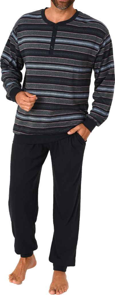Herren Pyjama mit Bündchen in warmer Kuschel Interlock Qualität - auch in Übergrössen ; rot , 64