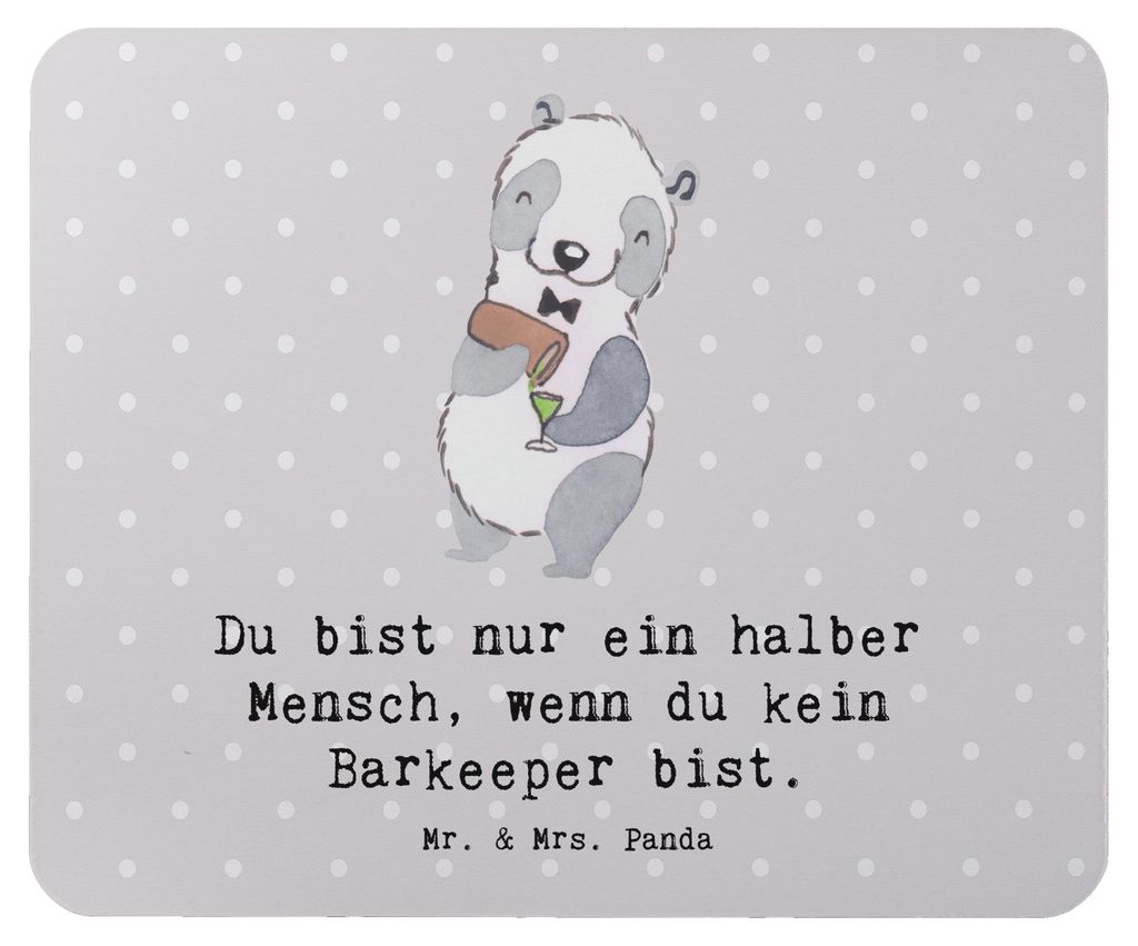 Mr. & Mrs. Panda Mouse Pad Barkeeper Herz - Grau Pastell - Geschenk, Kurs, laptop mauspad, mousematte, Mousepad, Bartender, pc, Ausbildung