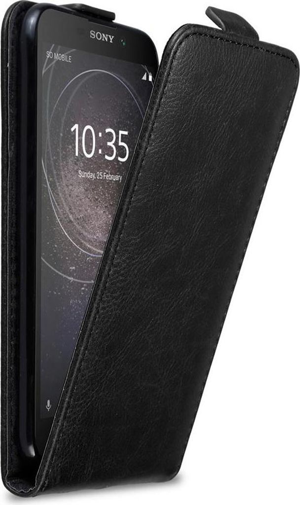 Cadorabo Hülle für Sony Xperia L2 Schutz Hülle in Schwarz Flip Etui Handyhülle Case Cover