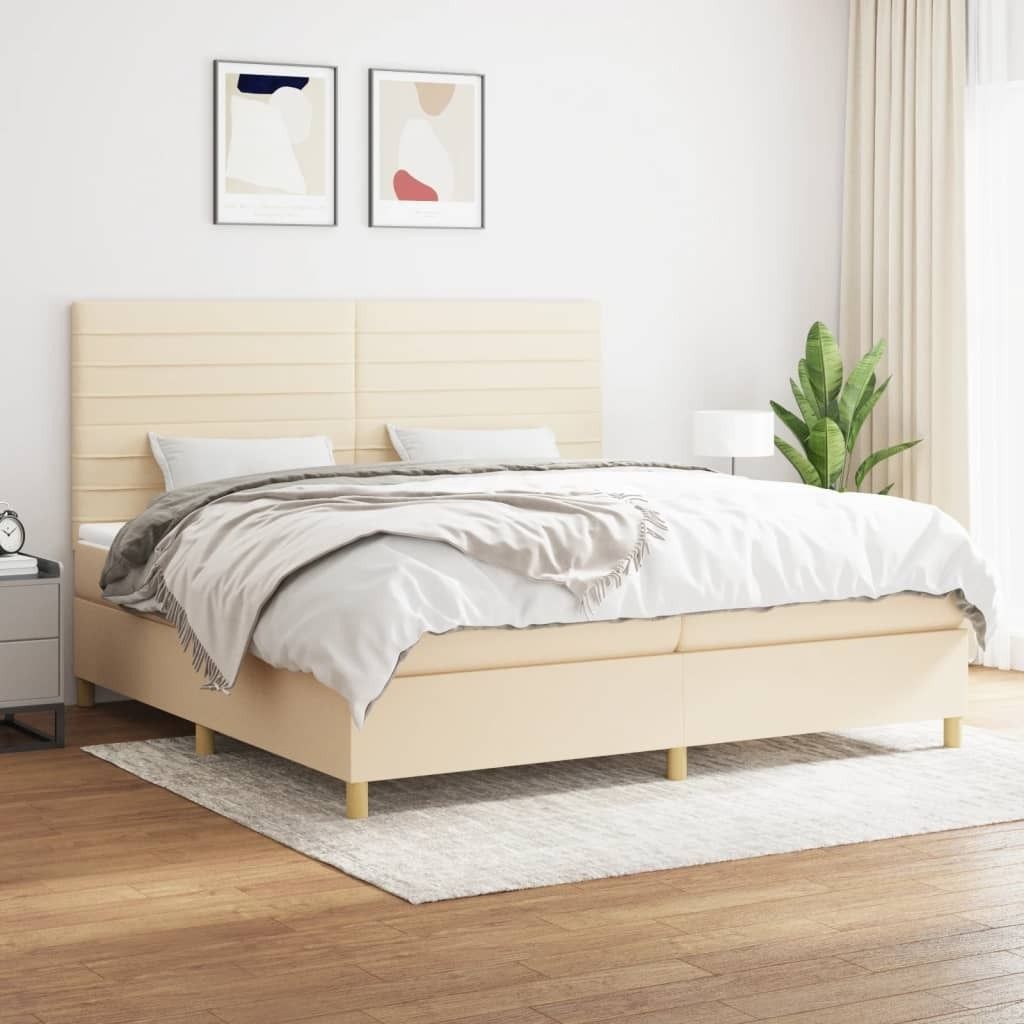Maison Exclusive - Boxspringbett mit Matratze Creme 200x200 cm Stoff