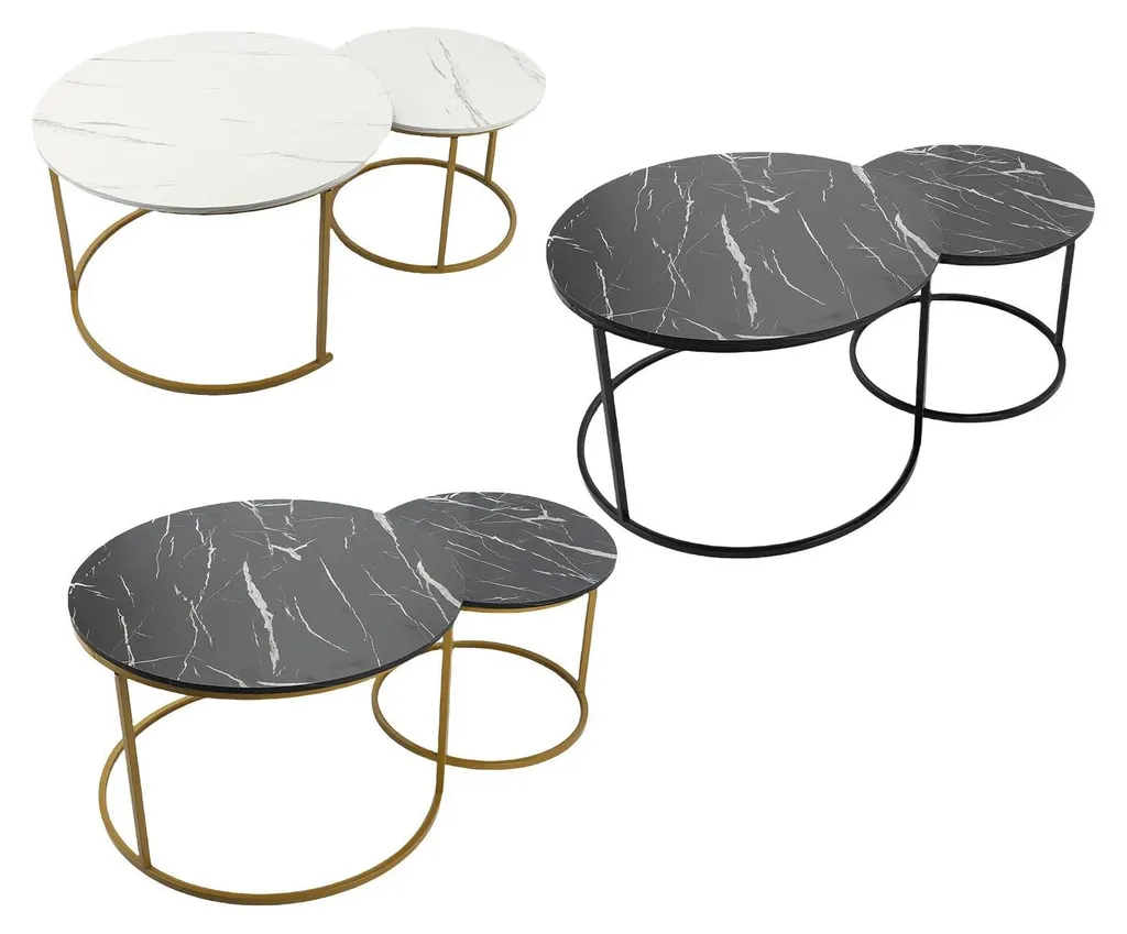 Table basse gigogne salon moderne noire - Optimisation d'espace - 9