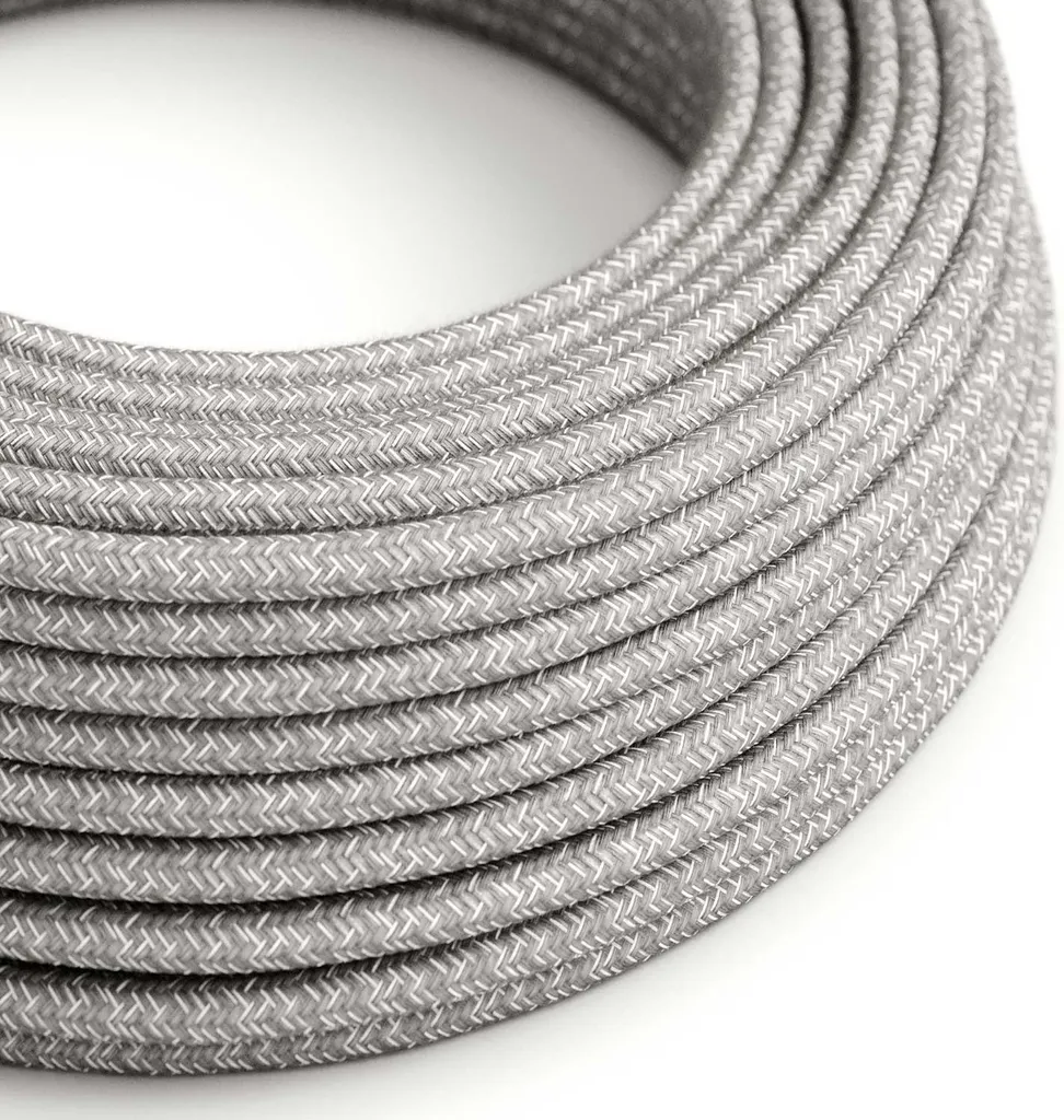 Fil électrique pour luminaire design lin naturel gris RN02 50m Ultrasoft