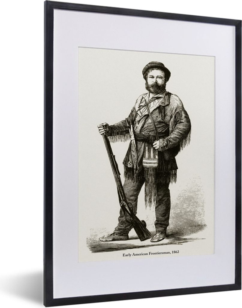 MuchoWow MuchoWow Gerahmtes Poster Eine Illustration eines Jägers mit Jagdkostüm 30x40 cm - Poster mit zchwarzem Bilderrahmen - Wandposter Sc...
