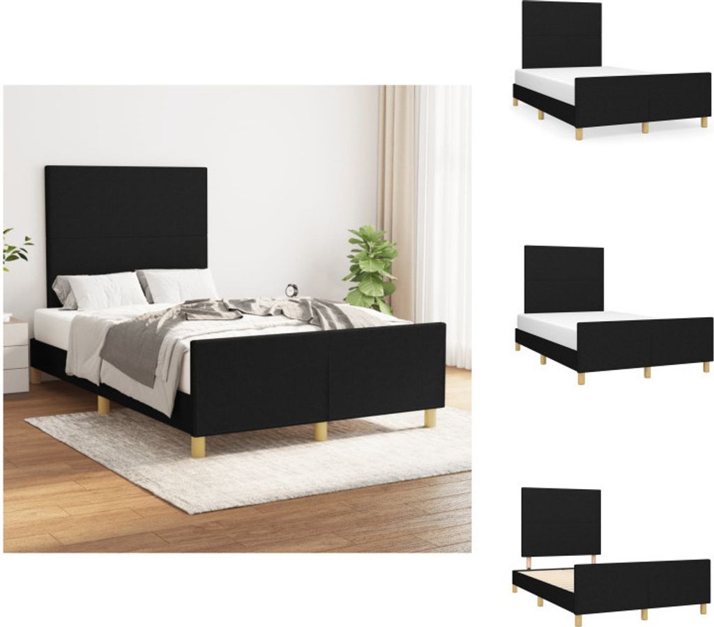 vidaXL Bettgestell mit Kopfteil Schwarz 120x200 cm Stoff - Betten & Bettgestelle