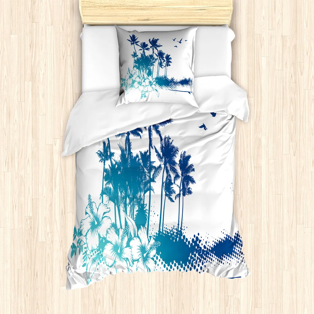 Copripiumino 135x200 Vintage Palm Blu Cadetto: Arredo Letto Premium