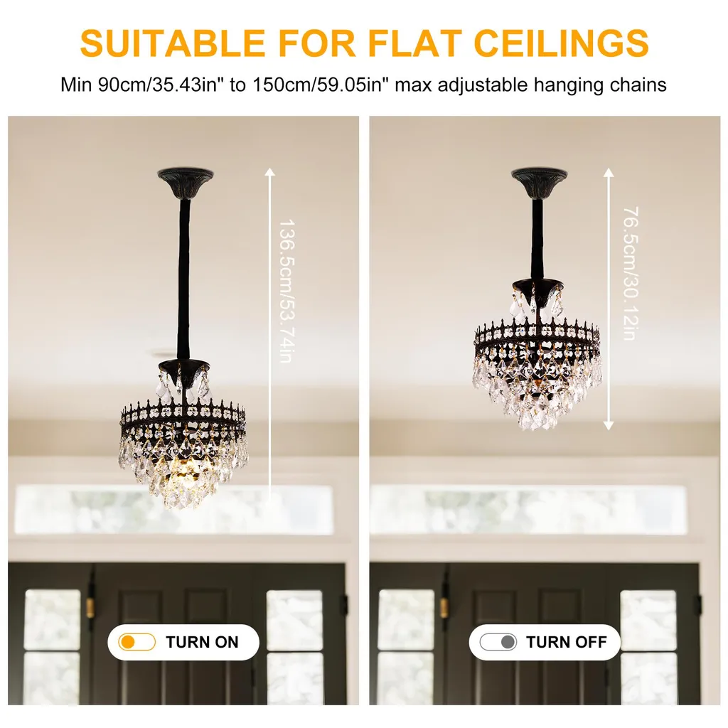 Lustre Cristal Réglable : Solution d'Éclairage pour Plafonds Bas - 7
