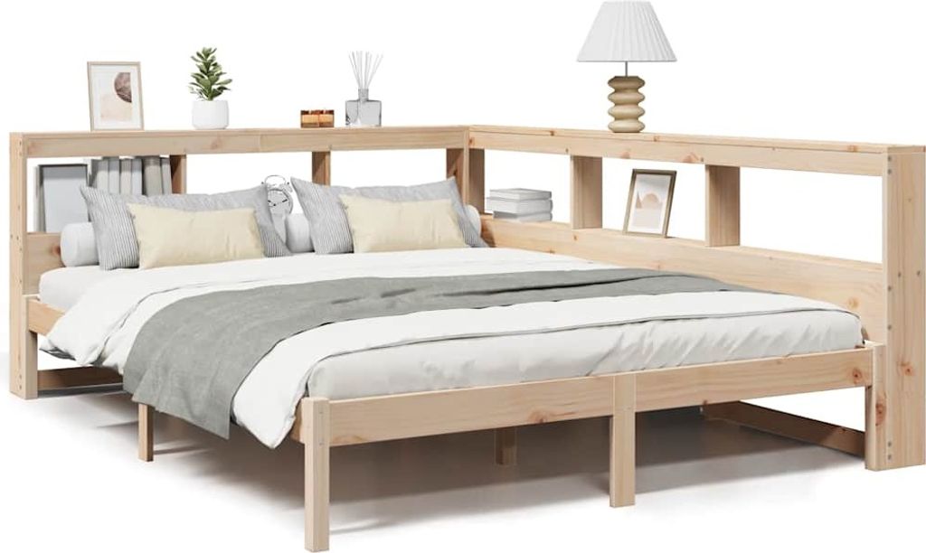 vidaXL Massivholzbett mit Regal ohne Matratze 160x200 cm Kiefernholz