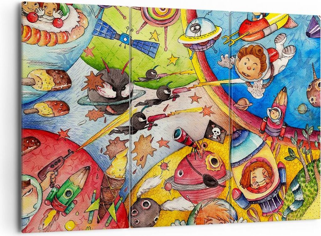 Bild auf Leinwand - Leinwandbild - Kind Raum Raumschiff Eis - 165x110cm - Wand Bild - Wanddeko - Leinwanddruck - Bilder - Kunstdruck - Wanddekorati...