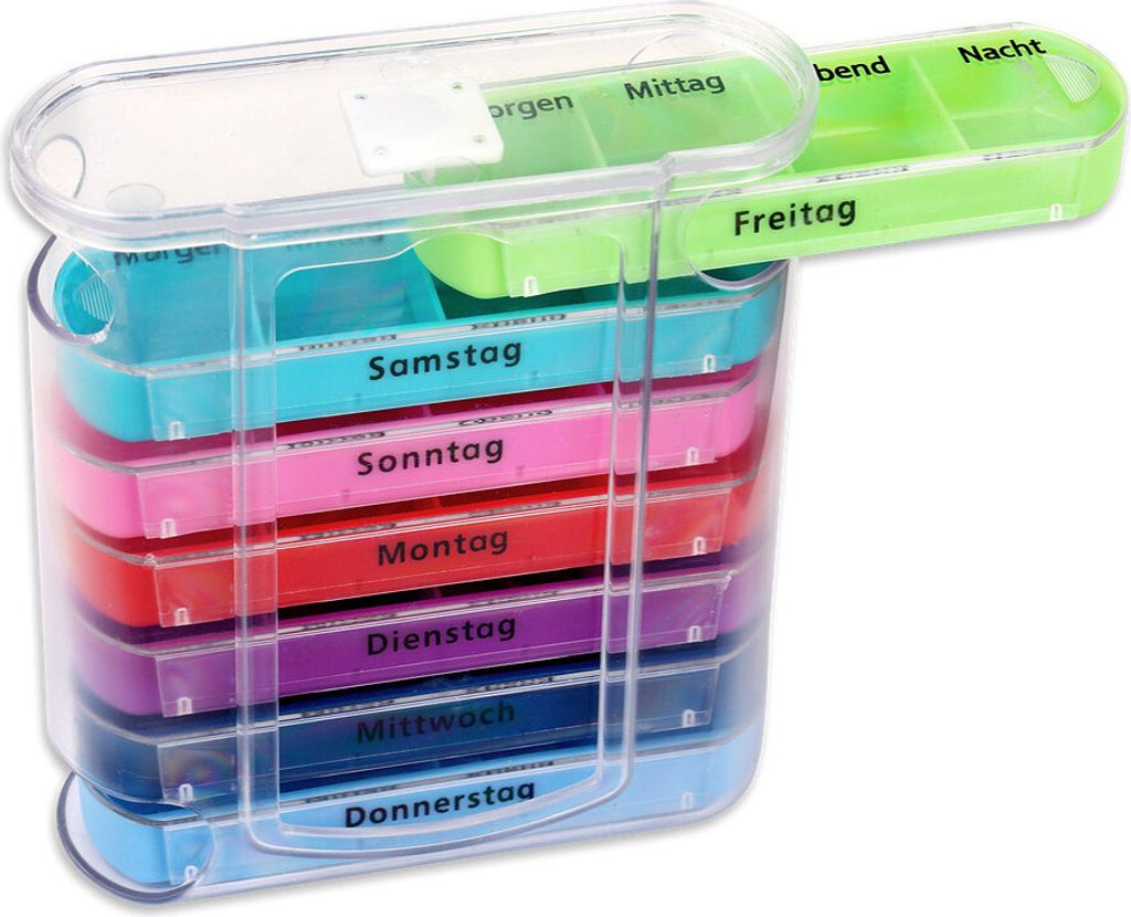 Schramm® Tablettenbox bunt mit bunten Schiebern für 7 Tage Produktbild 2