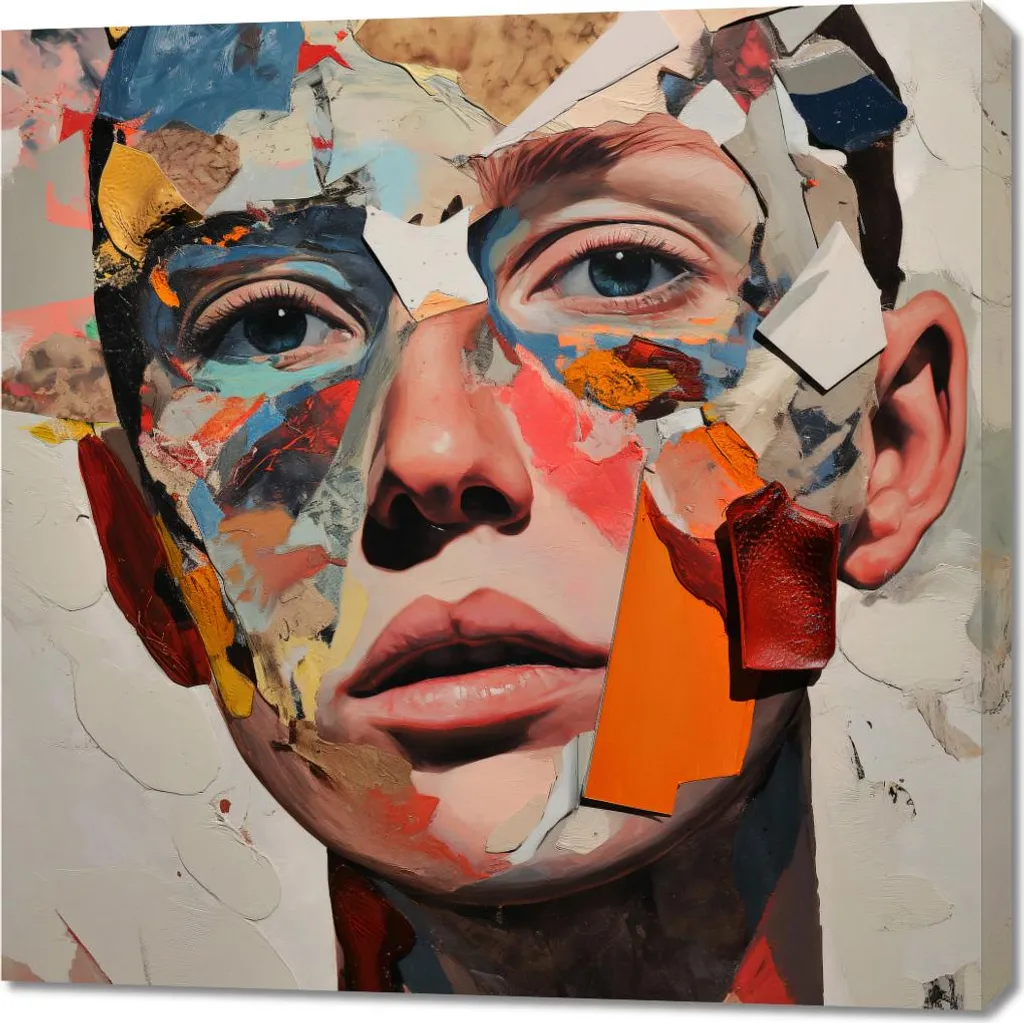 Grande toile imprimée Division du moi 90x90cm style abstrait