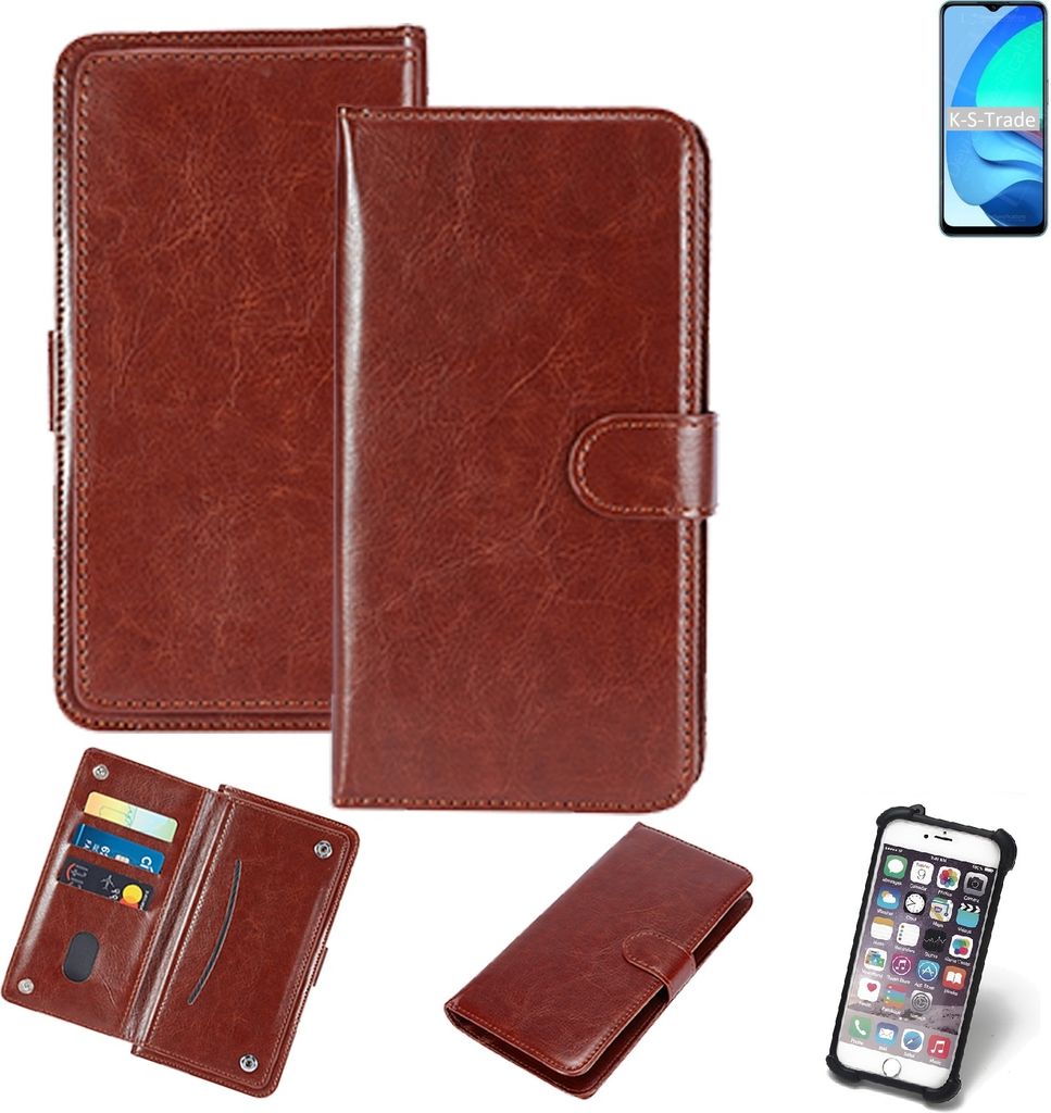 K-S-Trade 360° Hülle kompatibel mit Oppo A56 5G braun Kunstleder Case BookCase WalletCase Kunstlederederhülle Handyhülle, Rundumschutz Bumper (1x)