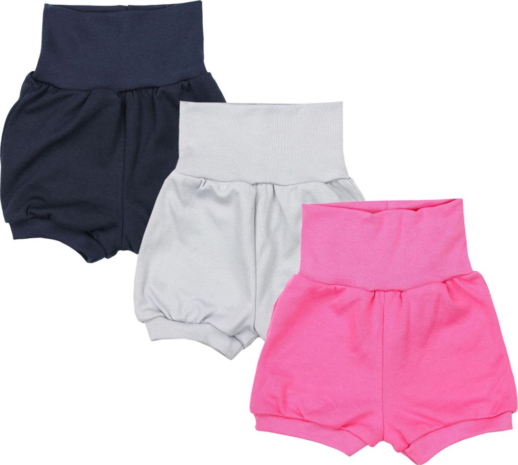 TupTam Baby Mädchen Kurze Pumphose 3er Pack, Farbe: Farbenmix 4, Größe: 80-86