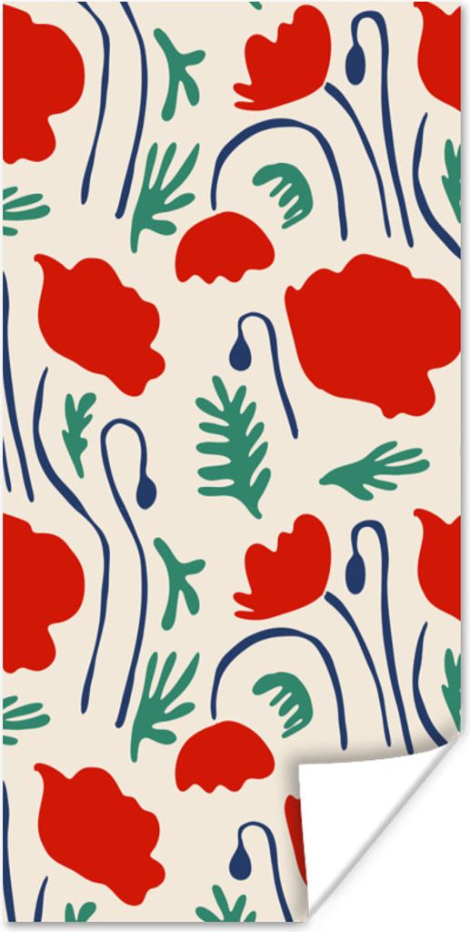 MuchoWow Poster Blumen - Rose - Muster 20x40 cm - Plakat - Foto