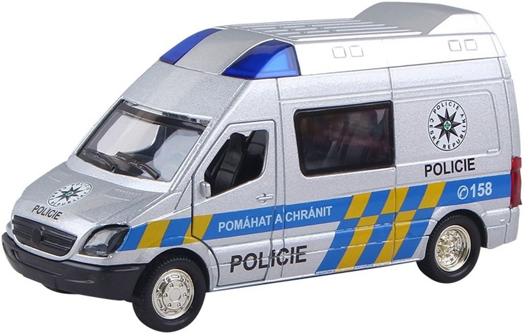 Polizei Spielzeugauto 1:36 mit Rückziehfunktion, Sound, Licht und zu öffnenden Türen