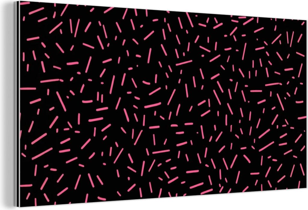 MuchoWow Wanddekoration Metall Metallbild Wandkunst 120x60 cm Spiele - Streifen - Rosa - Abstrakt MuchoWow Aluminium Gemälde - Metalbilder