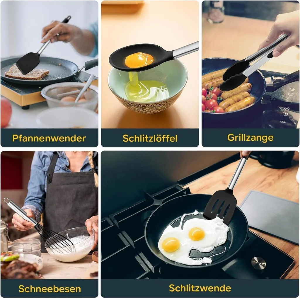 Set Regalo 10 Utensili Cucina Silicone Nero - Elegante e Funzionale - 6