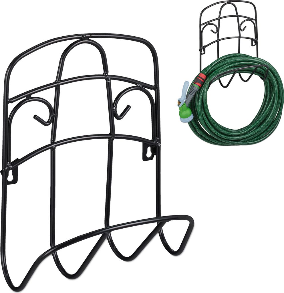 Relaxdays Schlauchhalter Wand, für 38 m 5/8'' Schlauch, Produktbild 