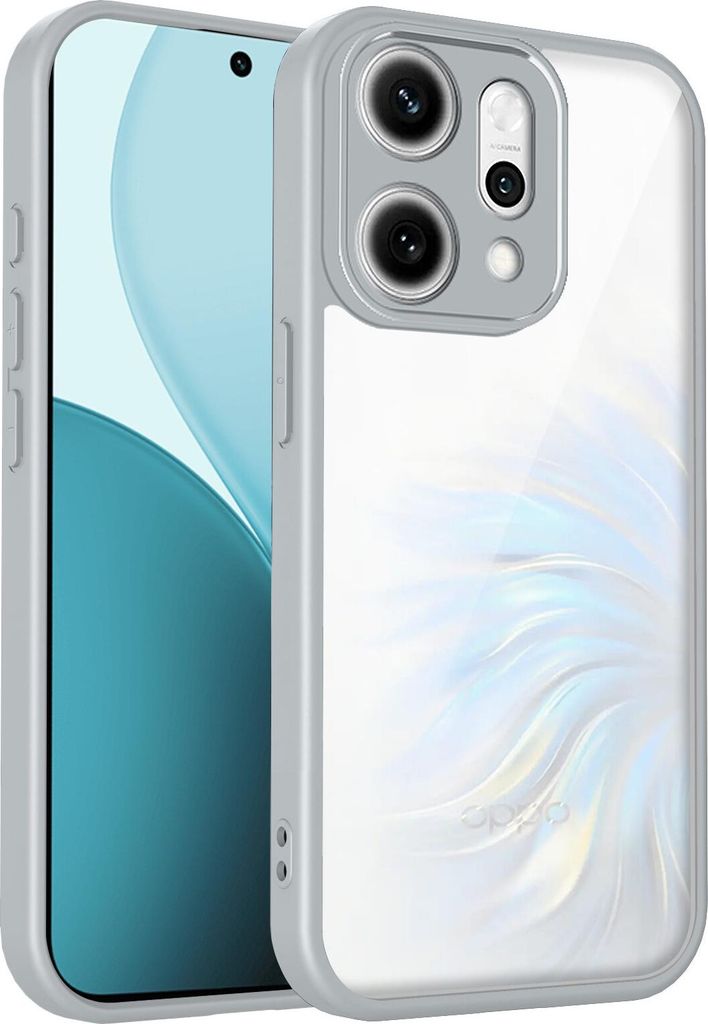 Hülle für Oppo Reno14 Pro Transparente Rückseite TPU Bumper Stoßfest Handyhülle Grau