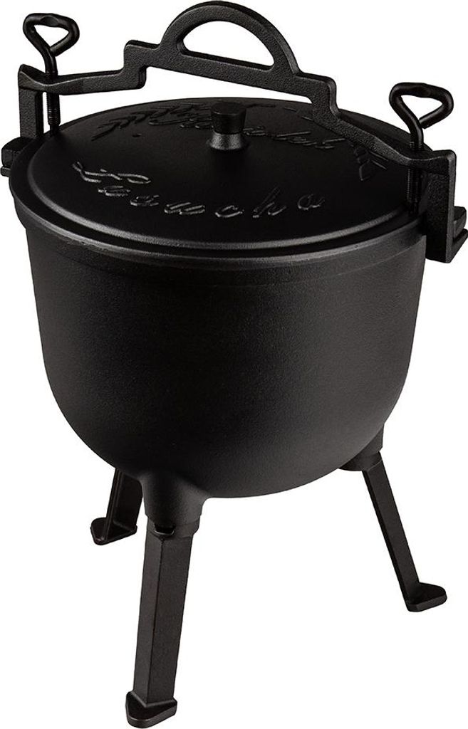 MARPOL | Jagdkessel 10L, Gusseisen Kochtopf mit Füßen, Schmortopf aus Gusseisen, Dutch Oven für Garten, Lagerfeuer, Camping, BBQ, Feuertopf mit ...