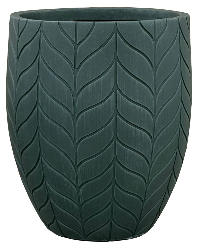 Provencelia Beton Pflanzkübel Essence Dunkelgrün, Ø40 x H46 cm, frostbeständig, Outdoor, Terrasse, winterfest, Garten, modern