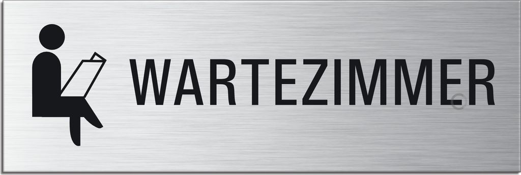 Schild - Wartezimmer  | Türschild 240 x 80 mm Aluminium Produktbild 