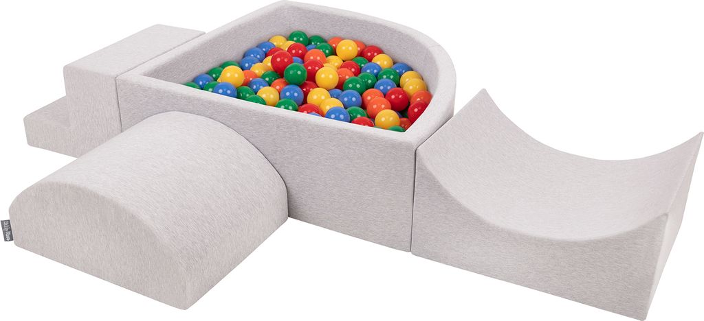 KiddyMoon Spielplatz Aus Schaumstoff Mit 200 Bälle 7cm Hindernisläufen Version 6 Viertel Eckig Bällebad Mit Bunten Bällen Für Babys Und Kinder