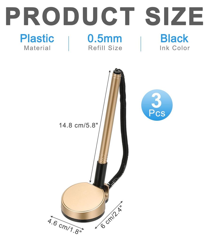 3 Stš¹ck sichere Stift mit Klebebandkette und Sicherheitsstifthalter, Empfangstresenstifte Schreibtischstift Schwarz Tintenfš¹llungen fš¹r B...