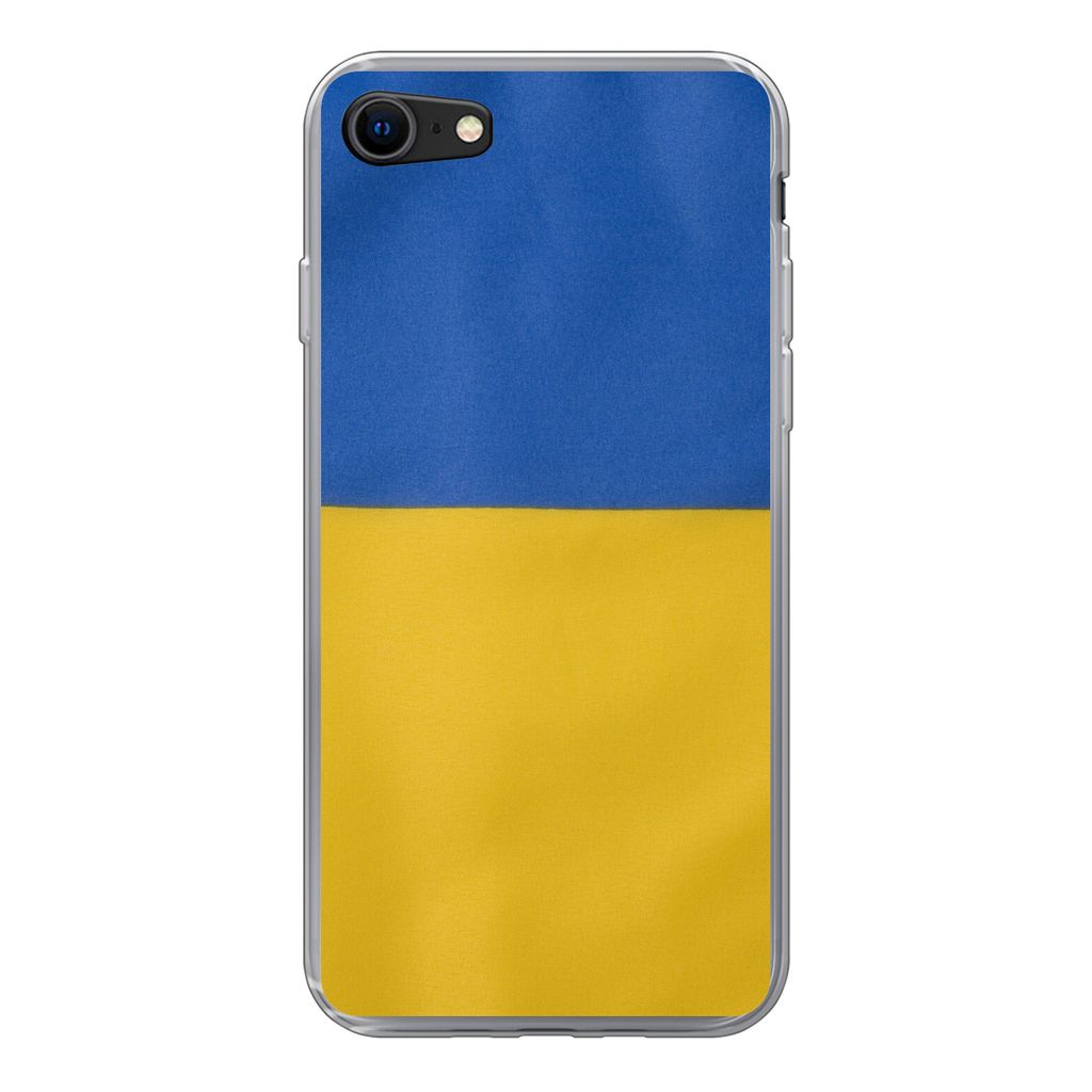 MuchoWow Handyhülle Schutzhülle Hülle für iPhone SE 2020 Nahaufnahme der Flagge der Ukraine Silikon Softcase Handy Hülle - Kartenbesitzer
