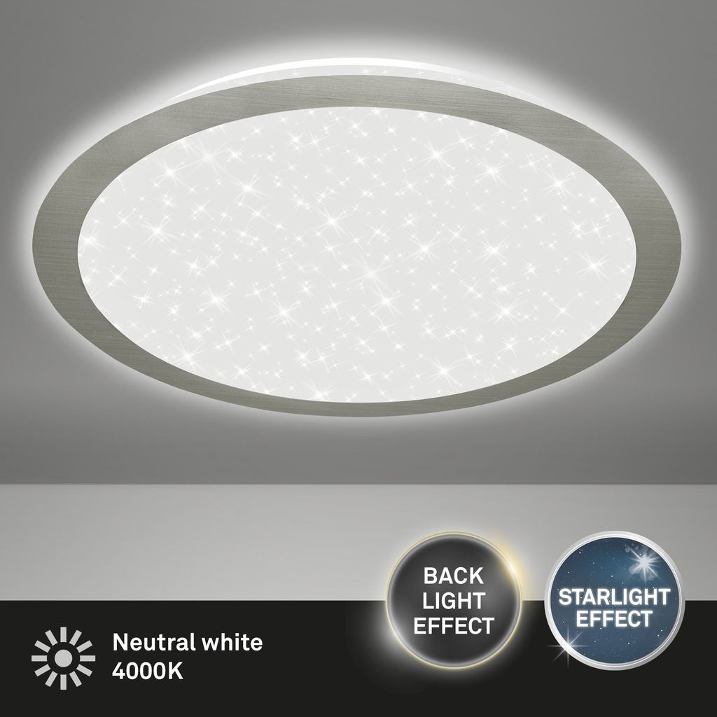 Briloner GLIM LED Deckenleuchte Sternendekor 15W Matt-Nickel Neutralweiss