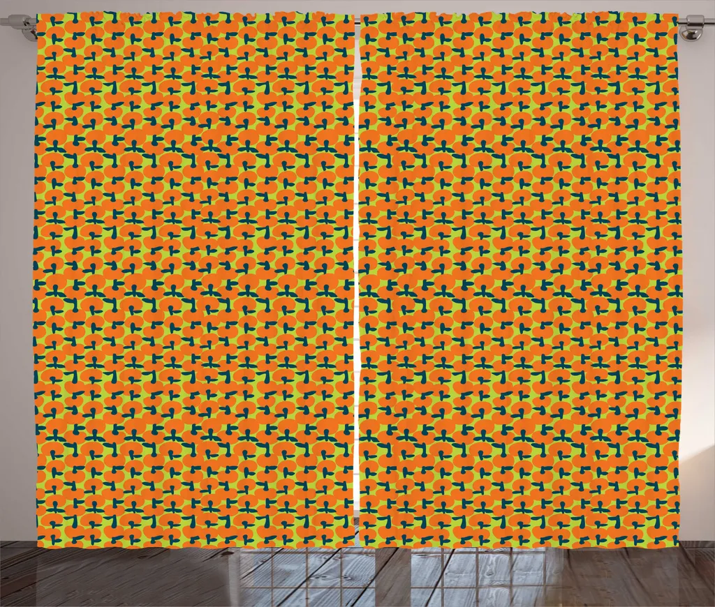 Rideau rustique ABAKUHAUS motif fruits orange 280x225cm pour salon