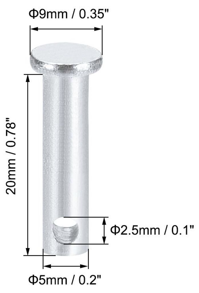 12 Stš¹ck Steckbolzen Einloch Flachkopf Gabelkopf Gabelbolzen,5mm X 20mm Splintstift Verzinkung Massiver Stahl Lochbolzen