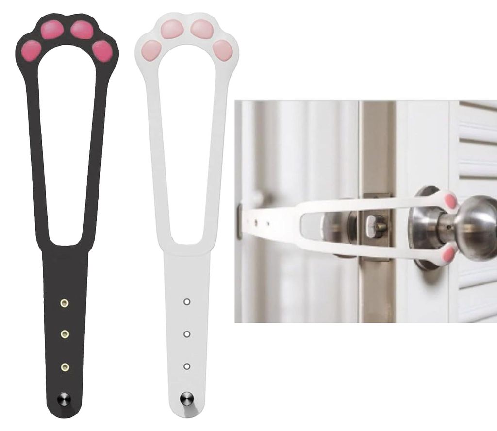 Verstellbarer Haustiertürstopper, 2-teiliger Katzentürhalter mit Schloss, Türöffner zur Belüftung und Türsicherung, ideal für Katzen und Hun...