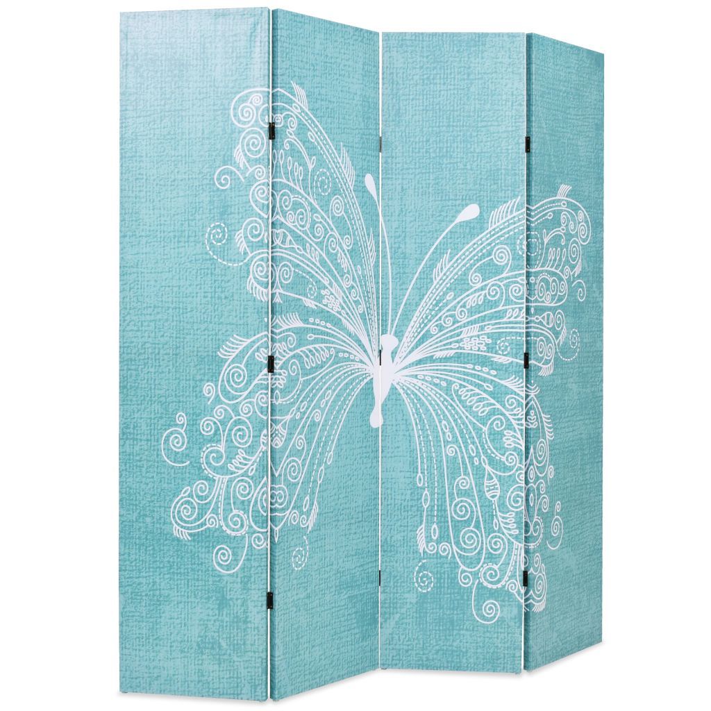 vidaXL Raumteiler klappbar 160 x 170 cm Schmetterling Blau Produktbild 