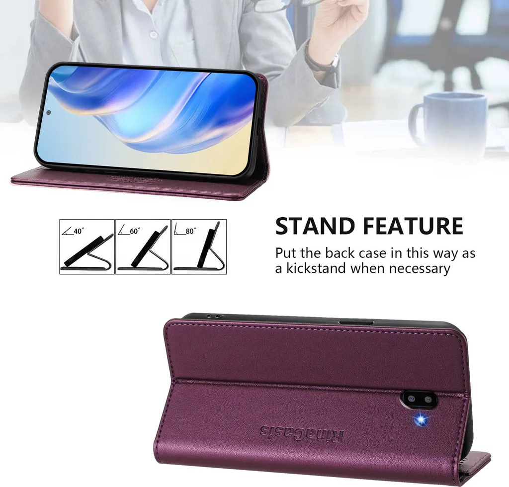 Cover Samsung J6+ Wallet Viola - Custodia Protettiva in Pelle con Stand - 3