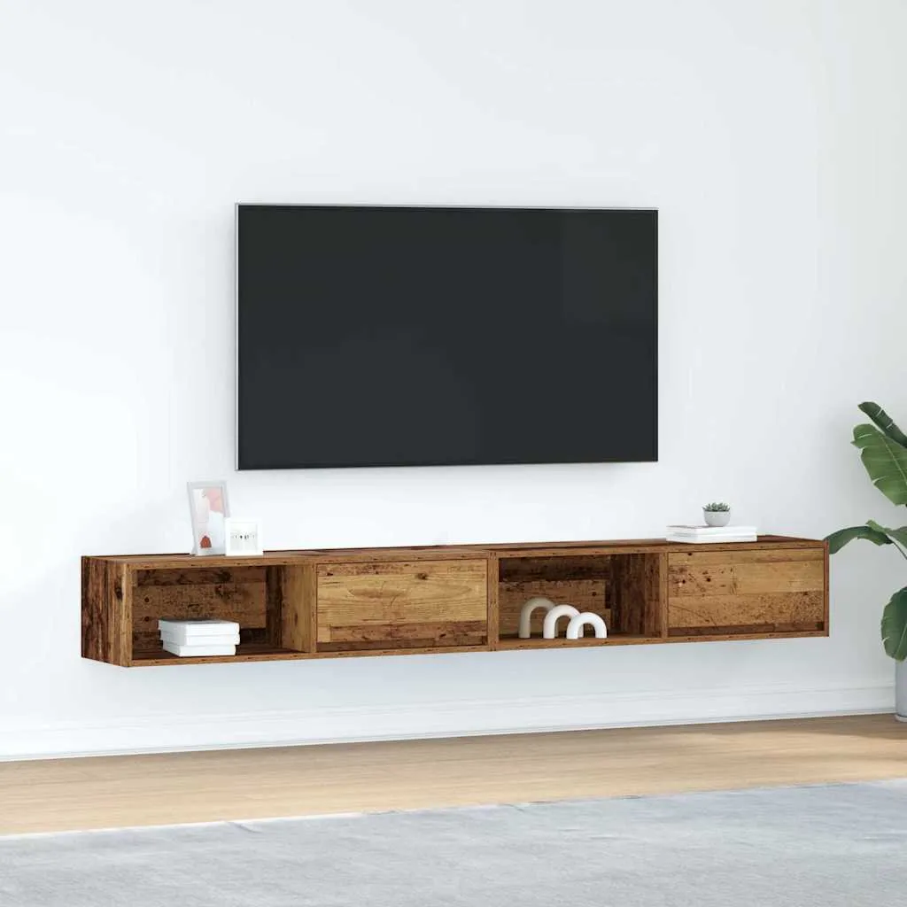 Set 2 Porta TV 100cm Effetto Legno Vintage - Design Minimalista Industrial