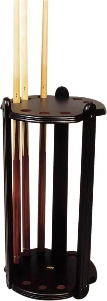 Support de billard noir 9 queues design rond stable et gain de place