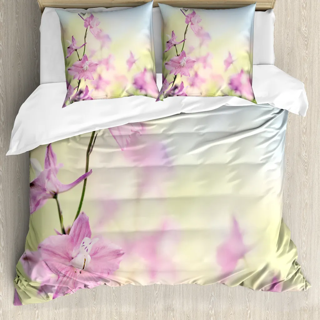 Parure de lit florale avec housse de couette 200x200 et taie d'oreiller