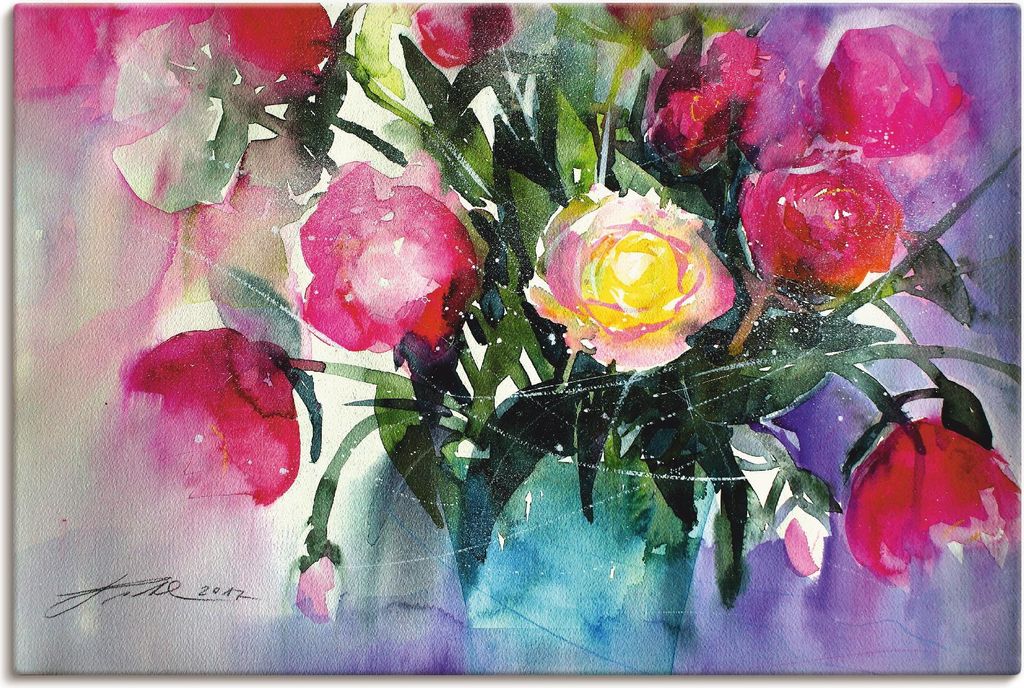 ARTland Leinwandbild Pfingstrosen in Vase Größe: 30x20 cm