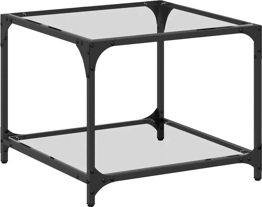 Mini Tavolino Vetro Trasparente Cloris 50x50x40 cm Best Möbel Acciaio