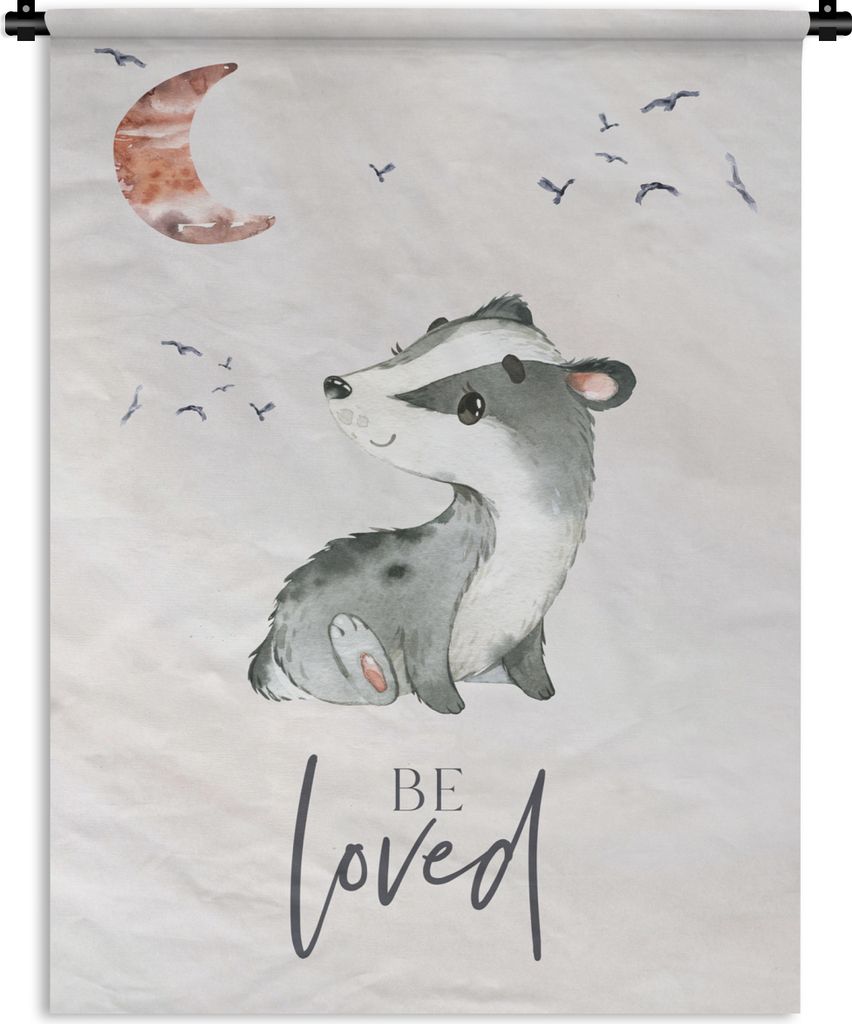 MuchoWow Wandteppich Wandbehang Zitate - Geliebt werden - Sprichwörter - Kind - Jungen - Mädchen - Aquarell 60x80 cm Tapisserie Dekoration Wand...
