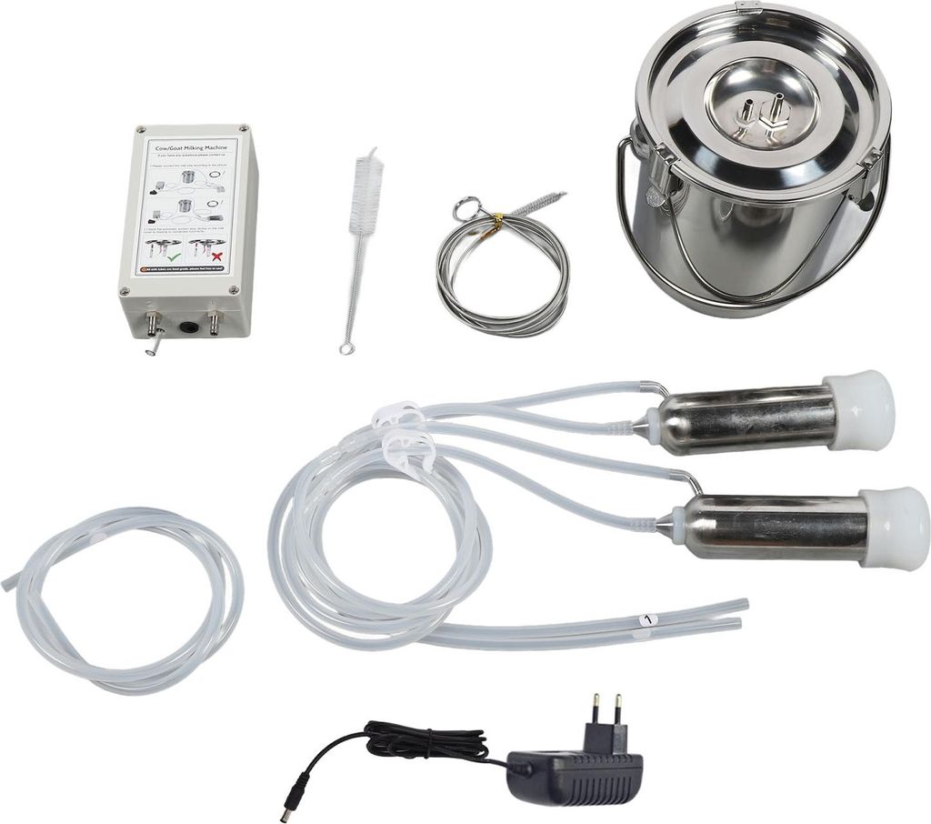 3L Ziegenpulsation Vakuum Melkmaschine Automatische tragbare Kuh -Elektromiller mit 2 Zitzenbechern EU -Stecker