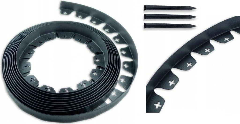 Rasenkante 38mm Ribbonboard Randstein Randbefestigung Mähkante 10m mit Erdanker