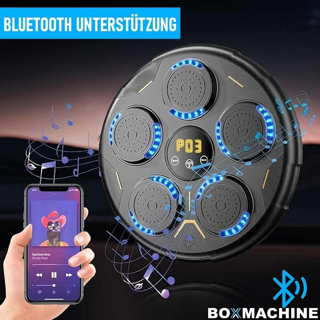 BOXMACHINE Machine de boxe LED avec Bluetooth et cible murale musicale - 2