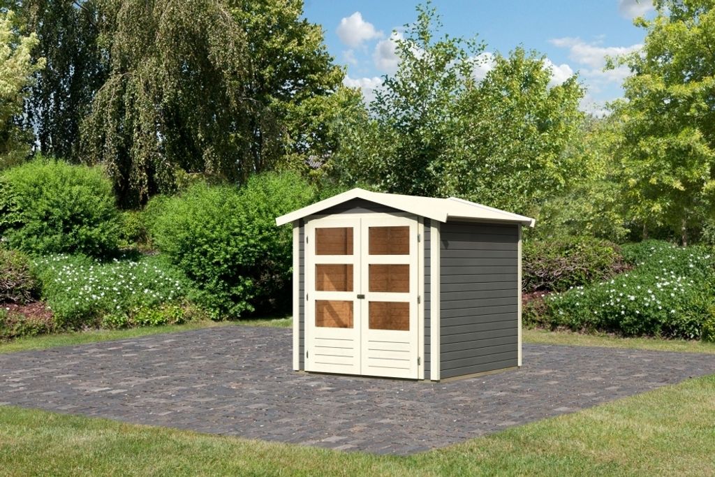 Karibu Gartenhaus Gerätehaus Amberg 2 terragrau 186x186x201 cm