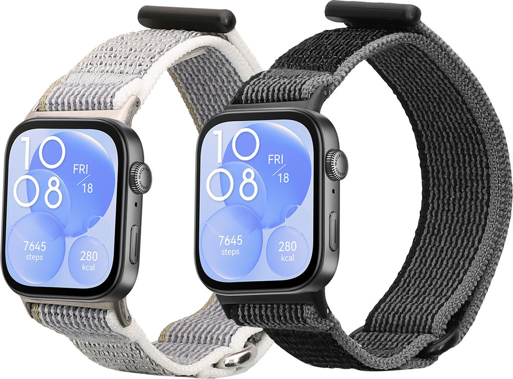 kwmobile 2x Sportarmband kompatibel mit Huawei Watch Fit 3 Armband - Sport Ersatzarmband Set aus Nylon für Fitnesstracker - Schwarz Dunkelgrau Grün