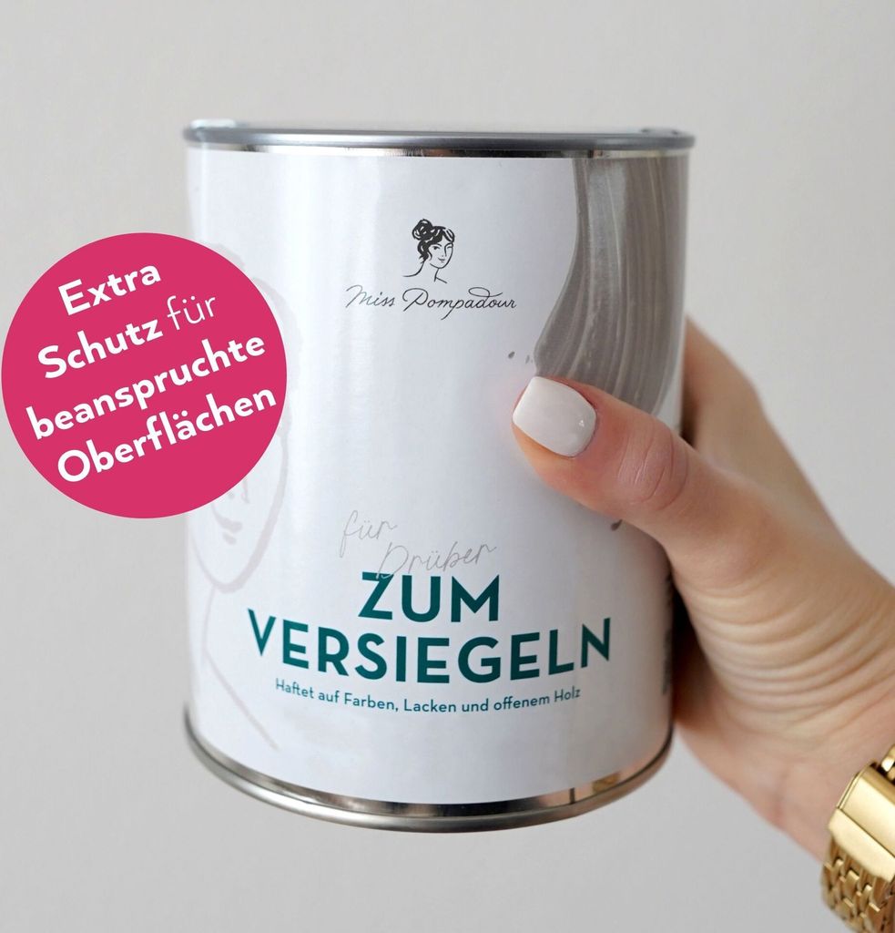 MissPompadour Klarlack matt 1L für Innen - Parkettlack, Holzlack farblos - Klarlack für Holz - Versiegelung für Kreidefarbe, Möbelfarbe - Polyu...