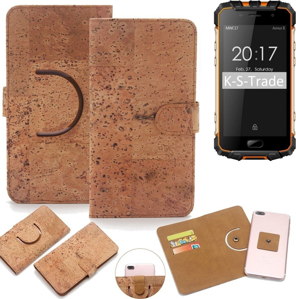 K-S-Trade Handy Hülle Schutz Hülle kompatibel mit Ulefone Armor 2 Handyhülle Schutzhülle Korkhülle Kork-Hülle 1x